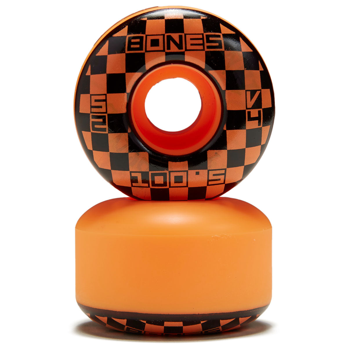 Bones 100s Block Party V4 Wide Skateboard Wheels - Orange - 52mm image 2