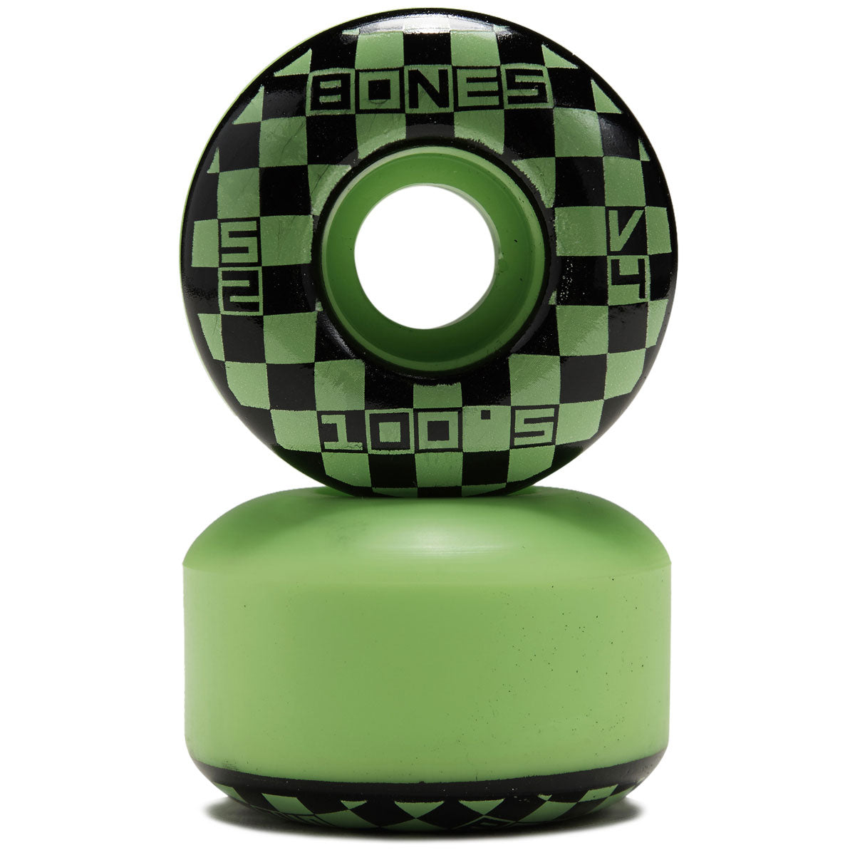 Bones 100s Block Party V4 Wide Skateboard Wheels - Green - 52mm image 2
