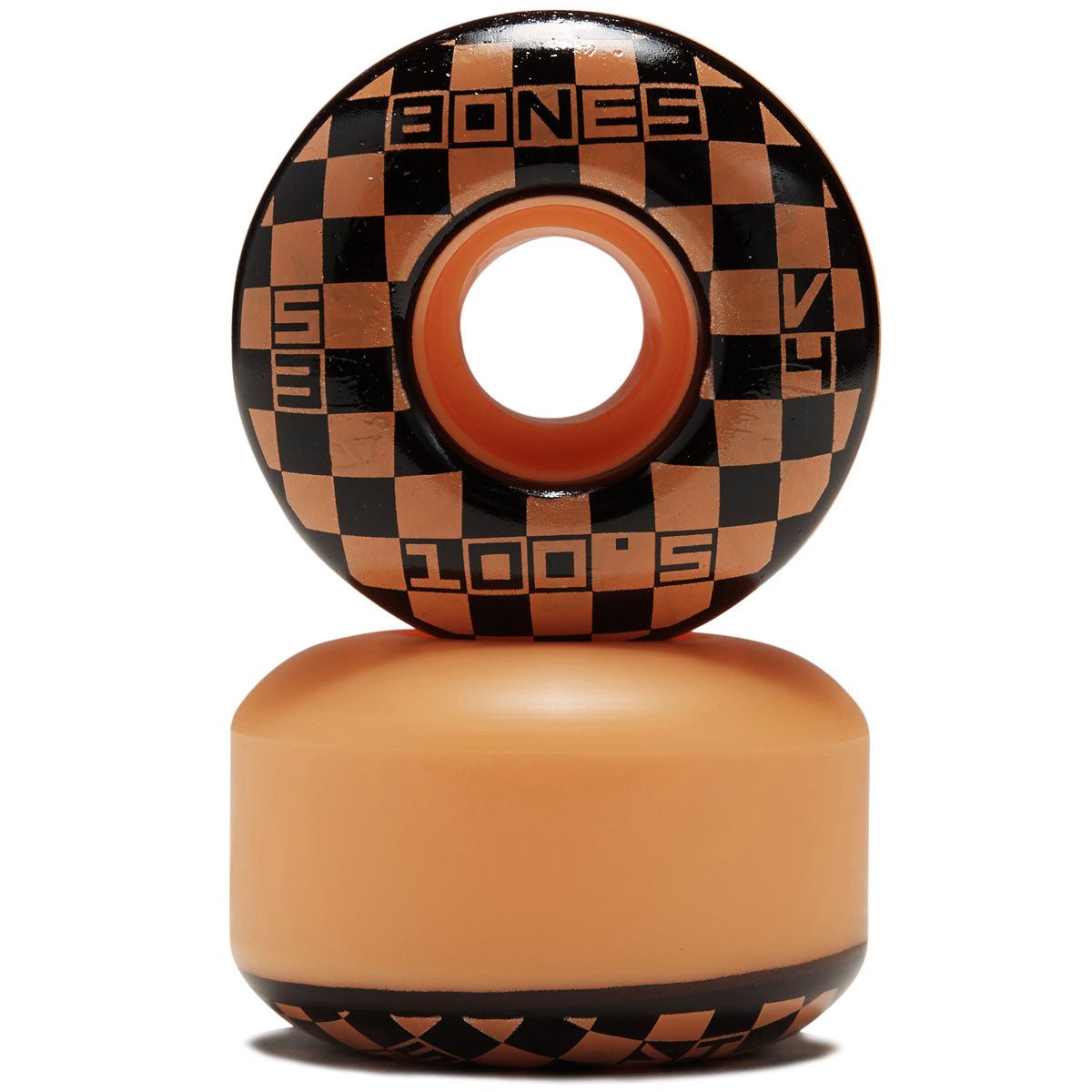 Bones 100s Block Party V4 Wide Skateboard Wheels - Orange - 53mm image 2