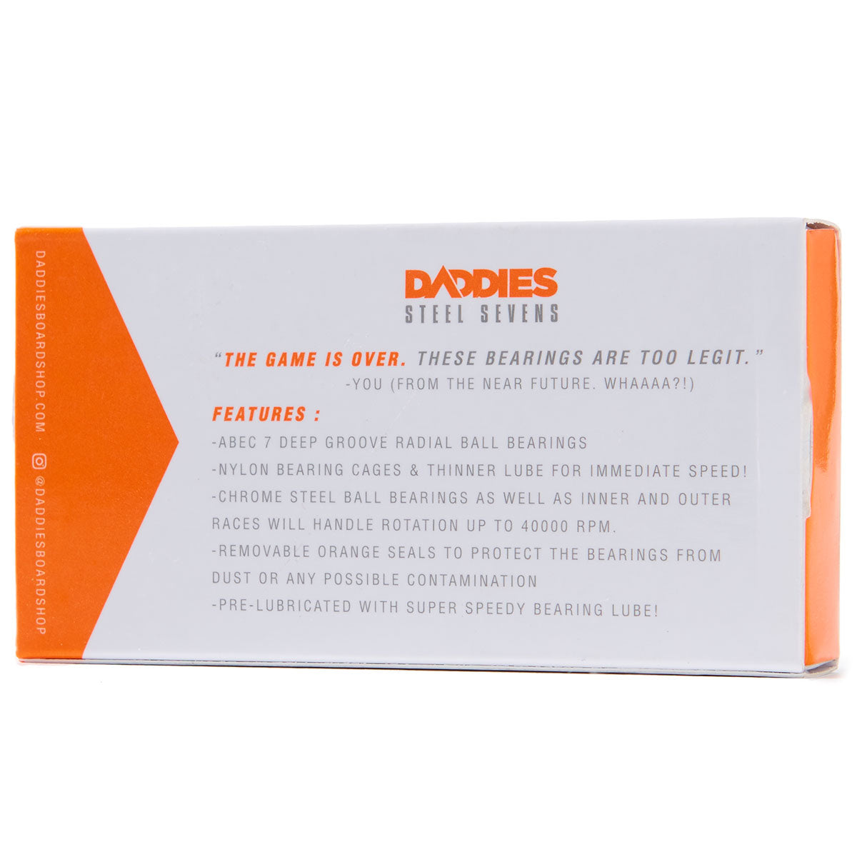 Daddies Steel Built In Skateboard Bearings - Orange image 4