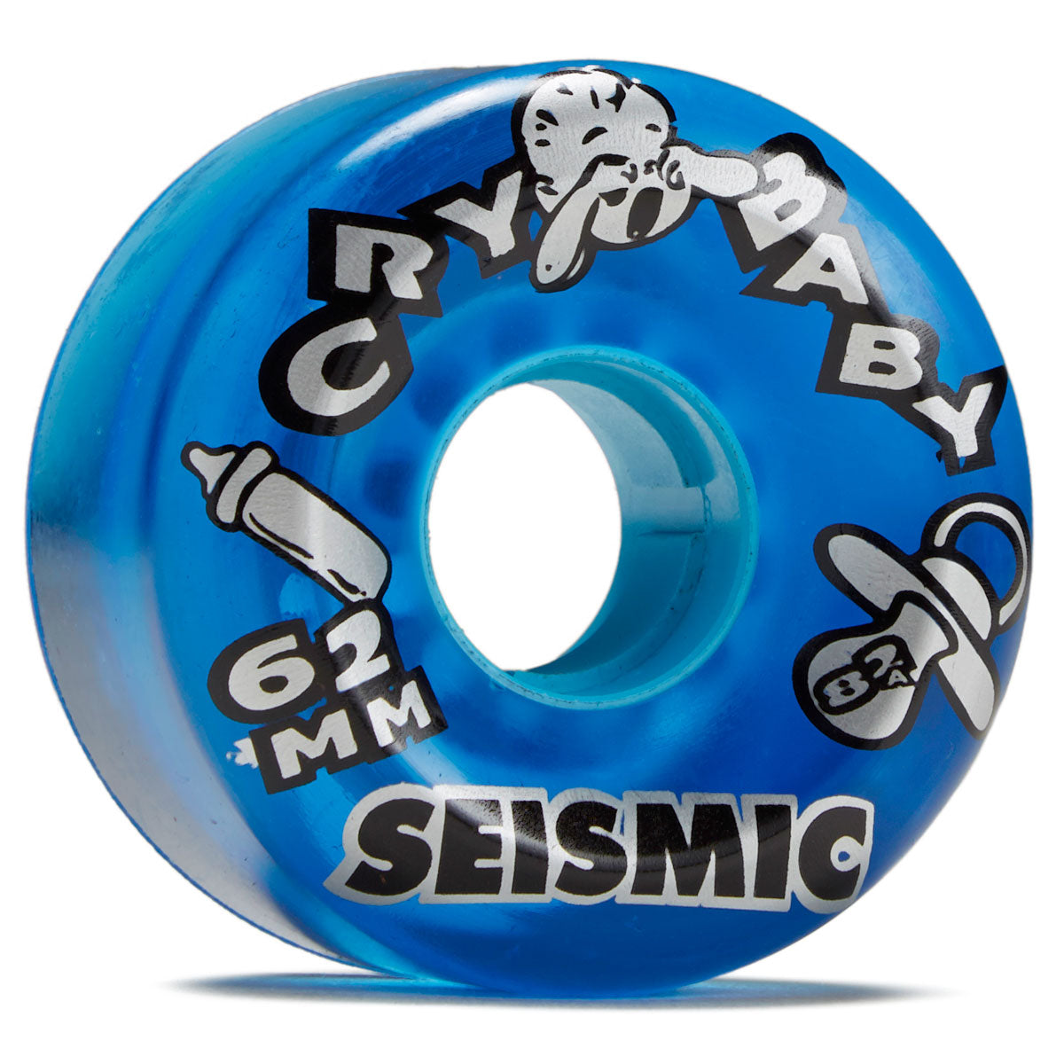 Seismic Crybaby 82a Longboard Wheels - Clear Blue - 62mm image 1