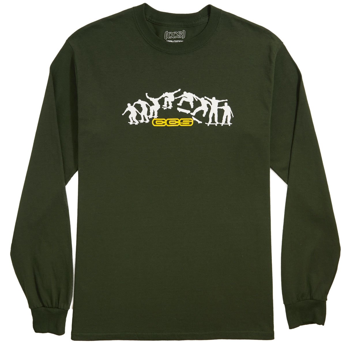 CCS Kickflip Logo Long Sleeve T-Shirt - Green/White/Yellow image 1