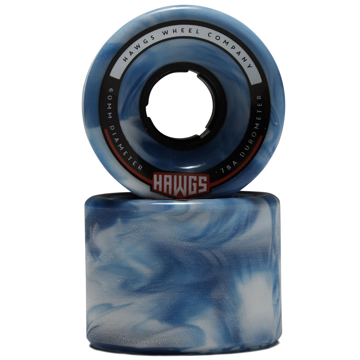 Hawgs Chubby 78a Stone Ground Longboard Wheels - Blue/White Swirl - 60mm image 2