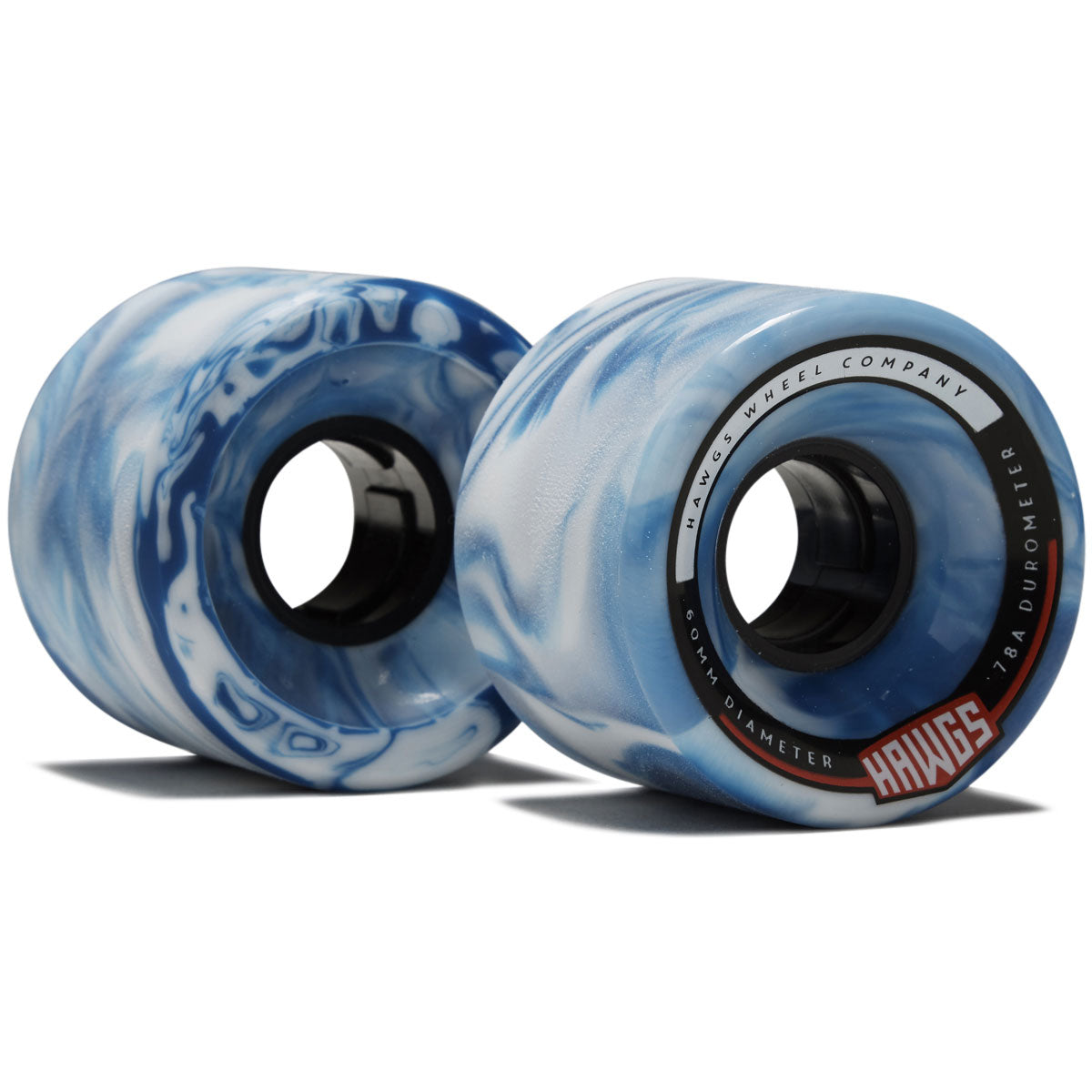 Hawgs Chubby 78a Stone Ground Longboard Wheels - Blue/White Swirl - 60mm image 3