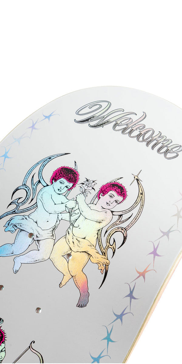Welcome Cherubs Evan Mock Pro Model On A Island Skateboard Deck - White/Prism Foil - 8.38