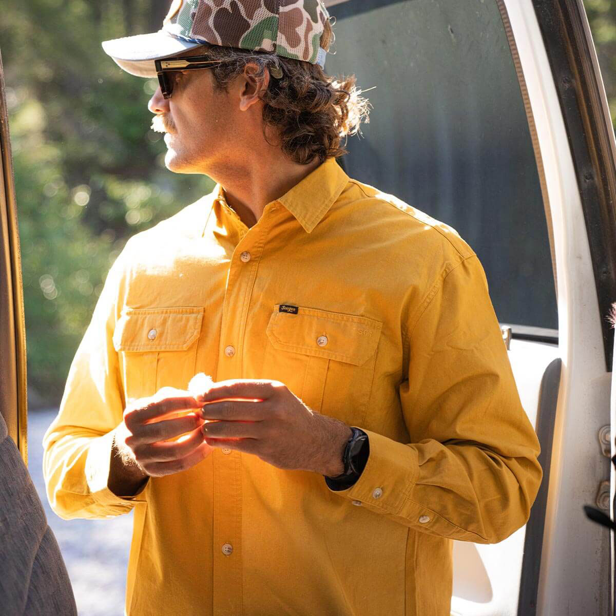 Seager Chief Long Sleeve Over Shirt - Washed Amber Gold image 4