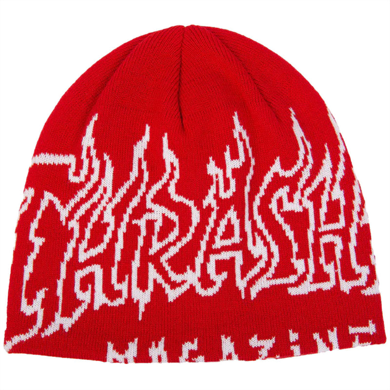 Thrasher Fire Outlined Skully Beanie - Red
