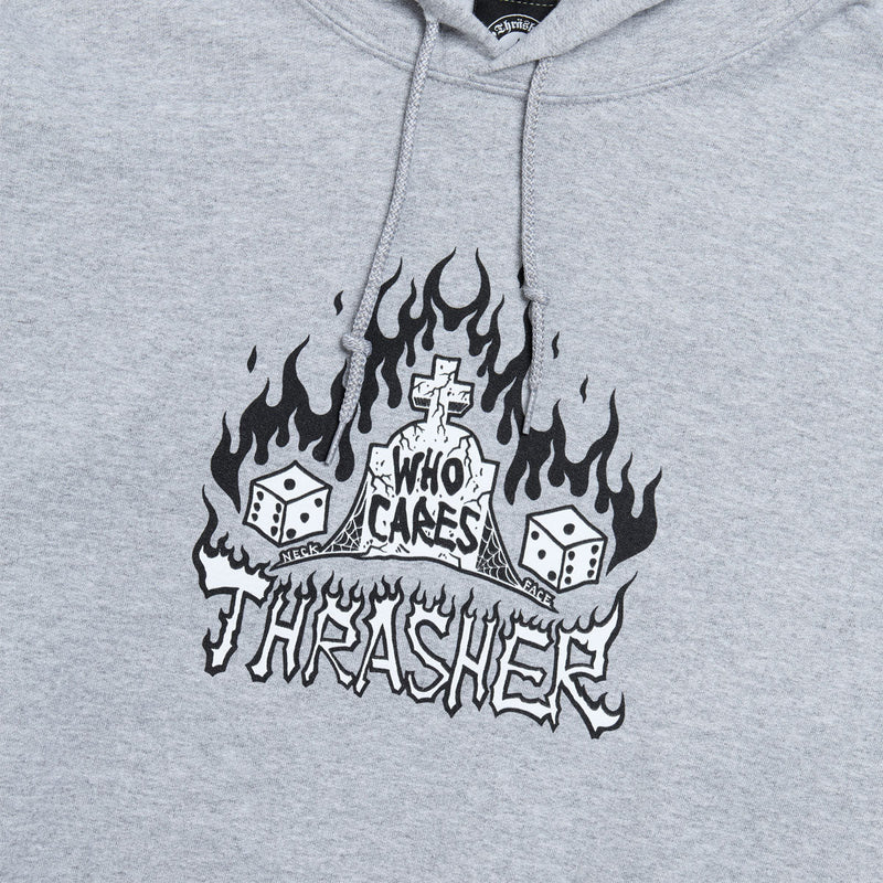 Thrasher Who Cares By Neckface Hoodie - Sport Grey