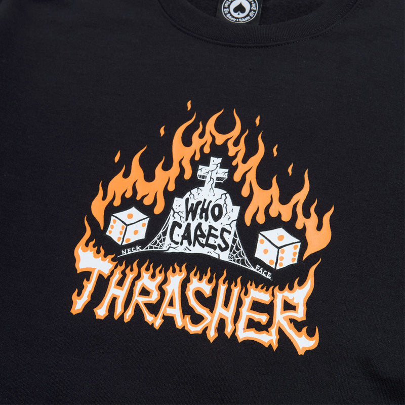 Thrasher Who Cares By Neckface Sweatshirt - Black
