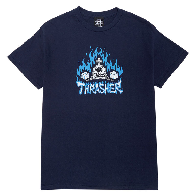 Thrasher Who Cares By Neckface T-Shirt - Navy