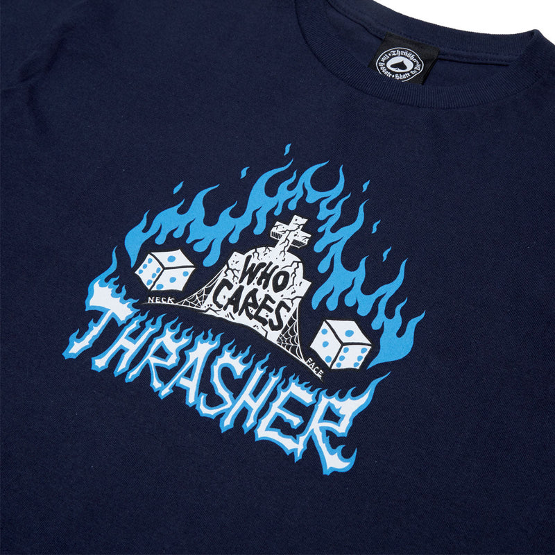 Thrasher Who Cares By Neckface T-Shirt - Navy