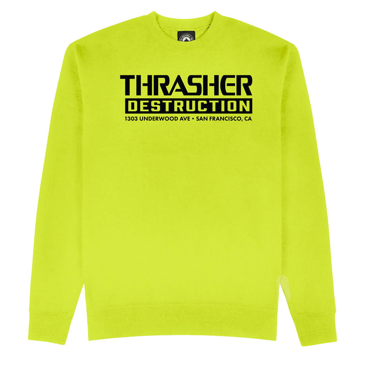 Thrasher Destruction Crewneck Sweatshirt - Safety Green image 1