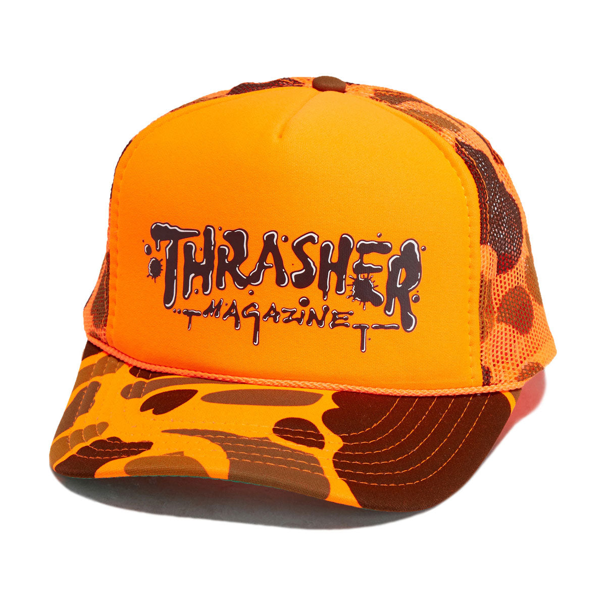 Thrasher Wet Paint Trucker Hat - Orange Camo image 1