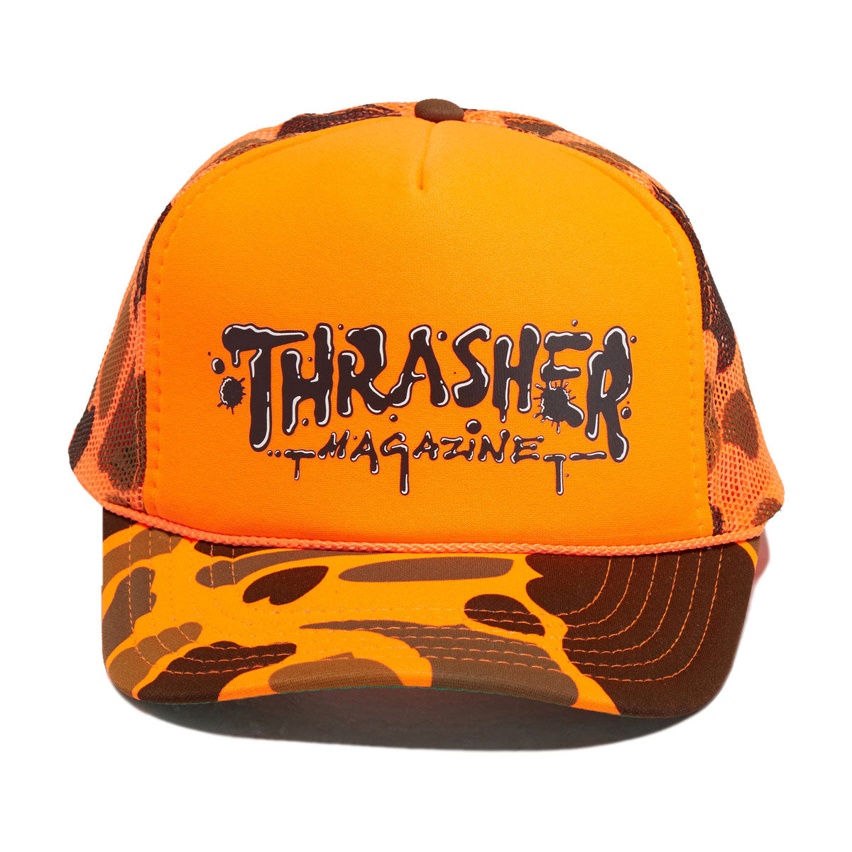 Thrasher Wet Paint Trucker Hat - Orange Camo image 3