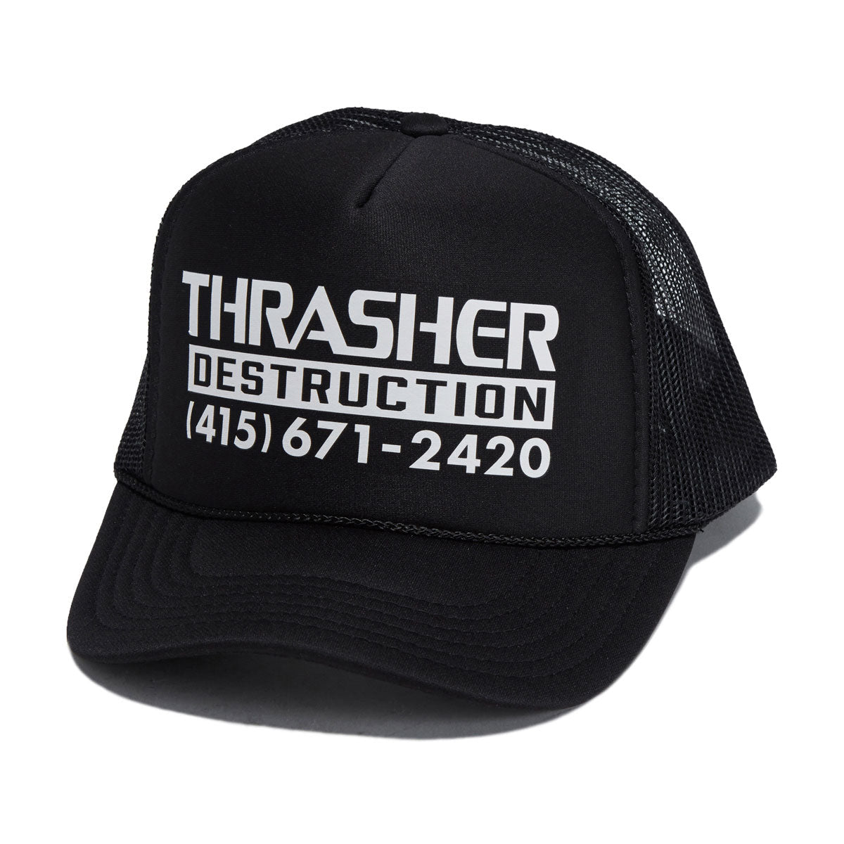 Thrasher Destruction Trucker Hat - Black/Black image 1