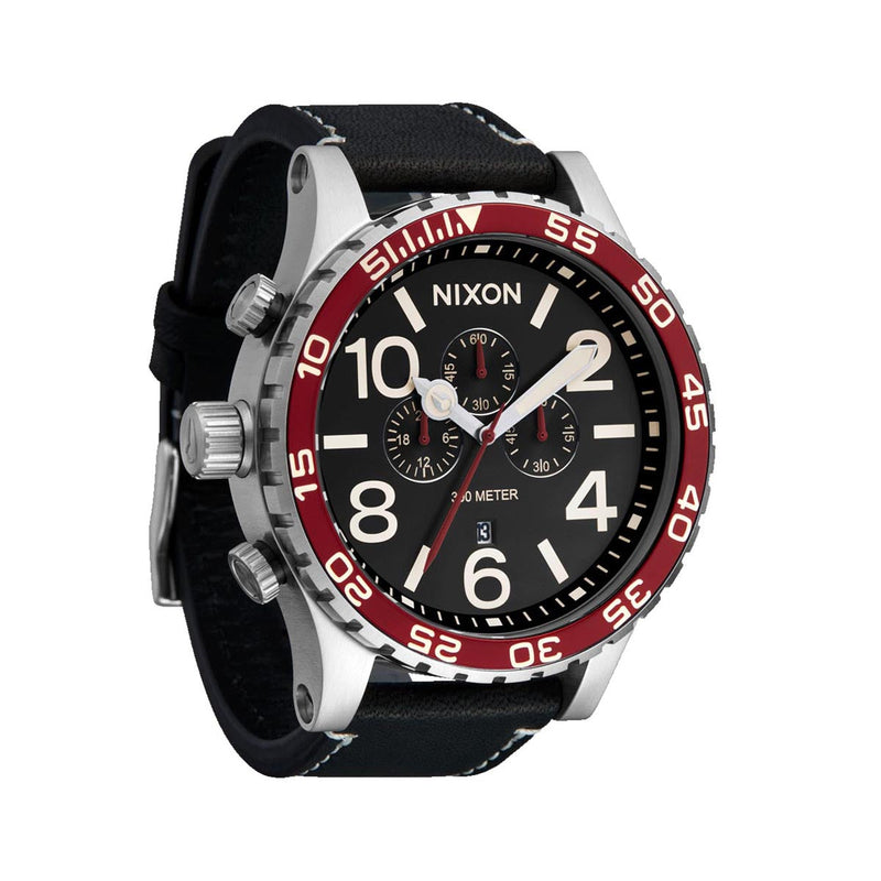 Nixon 51-30 Chrono Watch - Silver/Black/Cranberry