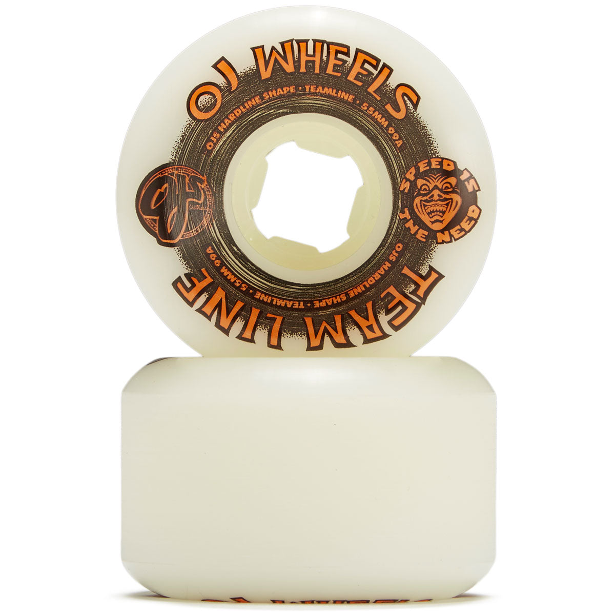 OJ Team Line Original Hardline 99a Skateboard Wheels - White/Black/Orange - 55mm image 2