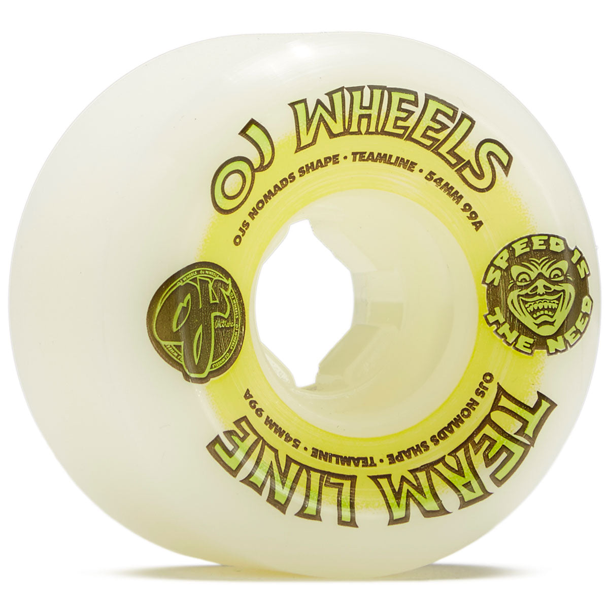 OJ Team Line Original Hardline 99a Skateboard Wheels - White/Yellow/Green - 54mm image 1