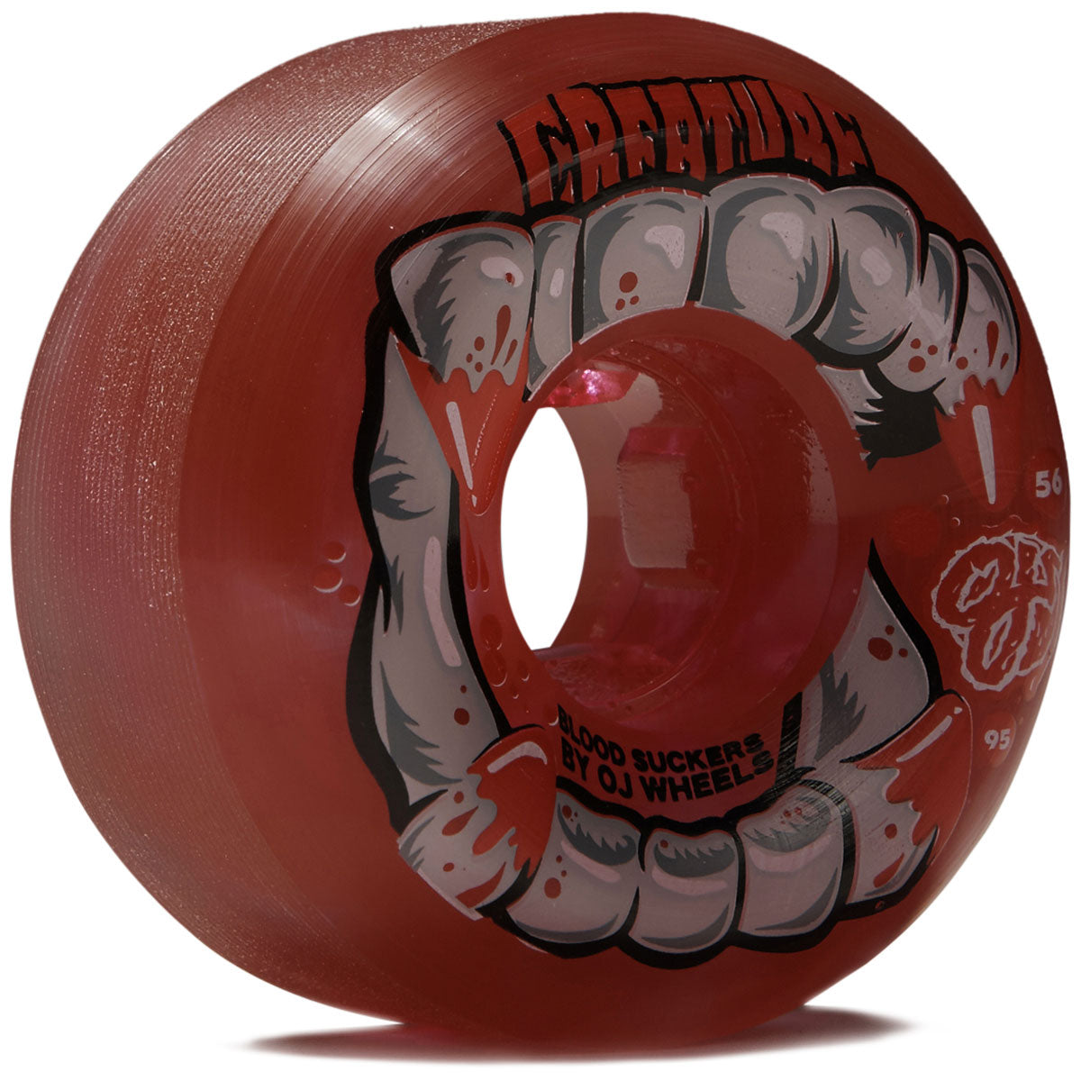 OJ DNA Curbsuckers Bloodsuckers 95a Skateboard Wheels - Red/Clear Swirl - 56mm image 1