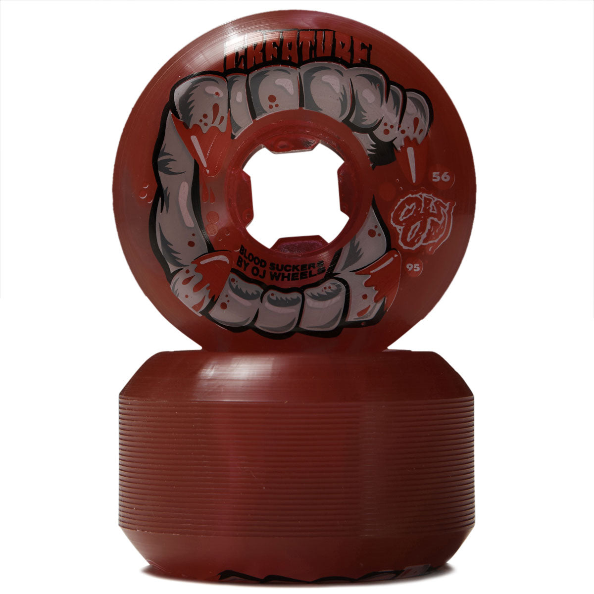 OJ DNA Curbsuckers Bloodsuckers 95a Skateboard Wheels - Red/Clear Swirl - 56mm image 2