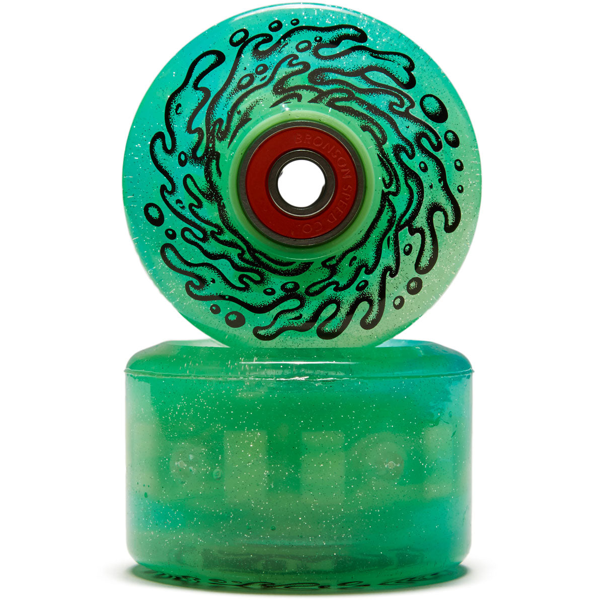 Slime Balls Light Ups OG Slime 78a Skateboard Wheels - Blue/Green Glitter - 60mm image 2