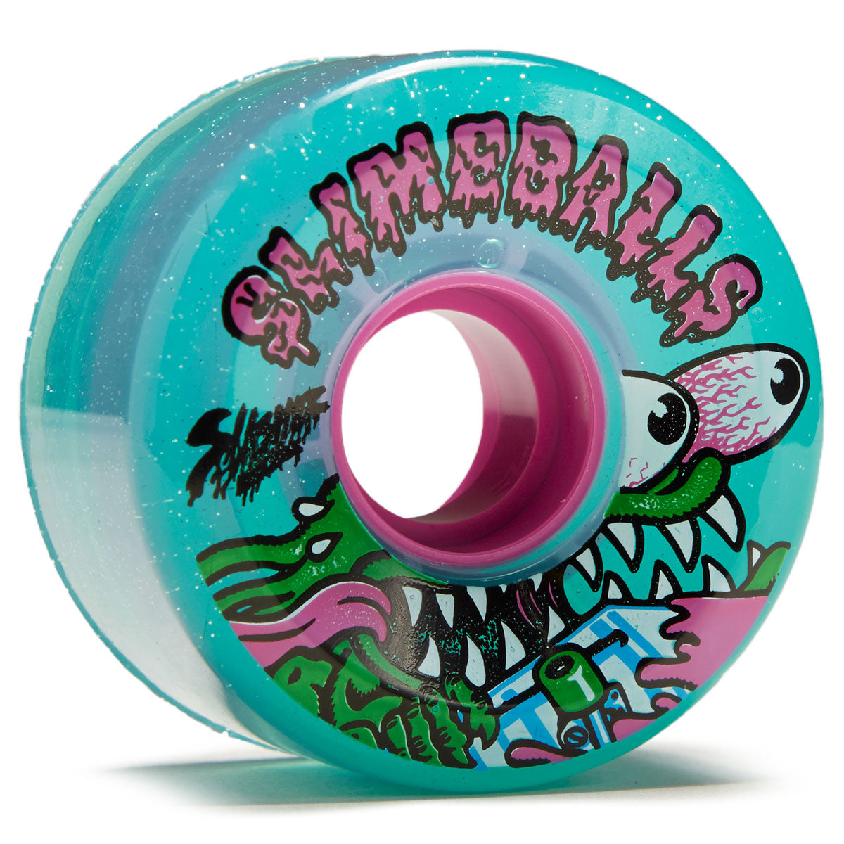 Slime Balls Meek Slasher OG Slime 78a Skateboard Wheels - Green Glitter - 60mm image 1