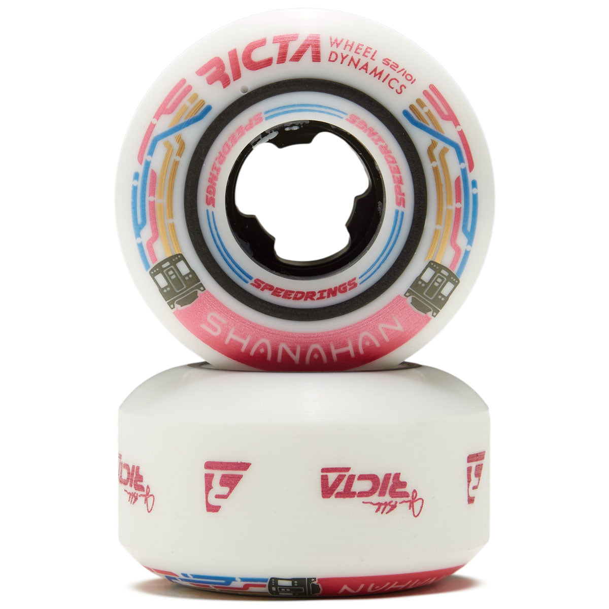 Ricta Shanahan Speedrings Slim 101a Skateboard Wheels - White - 52mm image 2