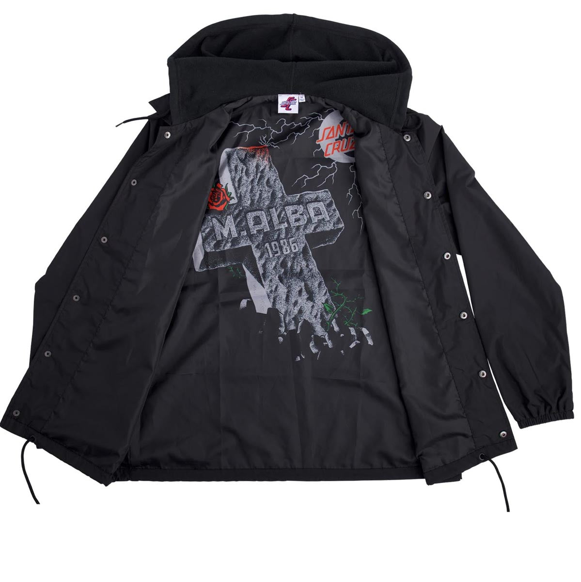 Santa Cruz Malba Tombstone Snap Hooded Jacket - Black image 2