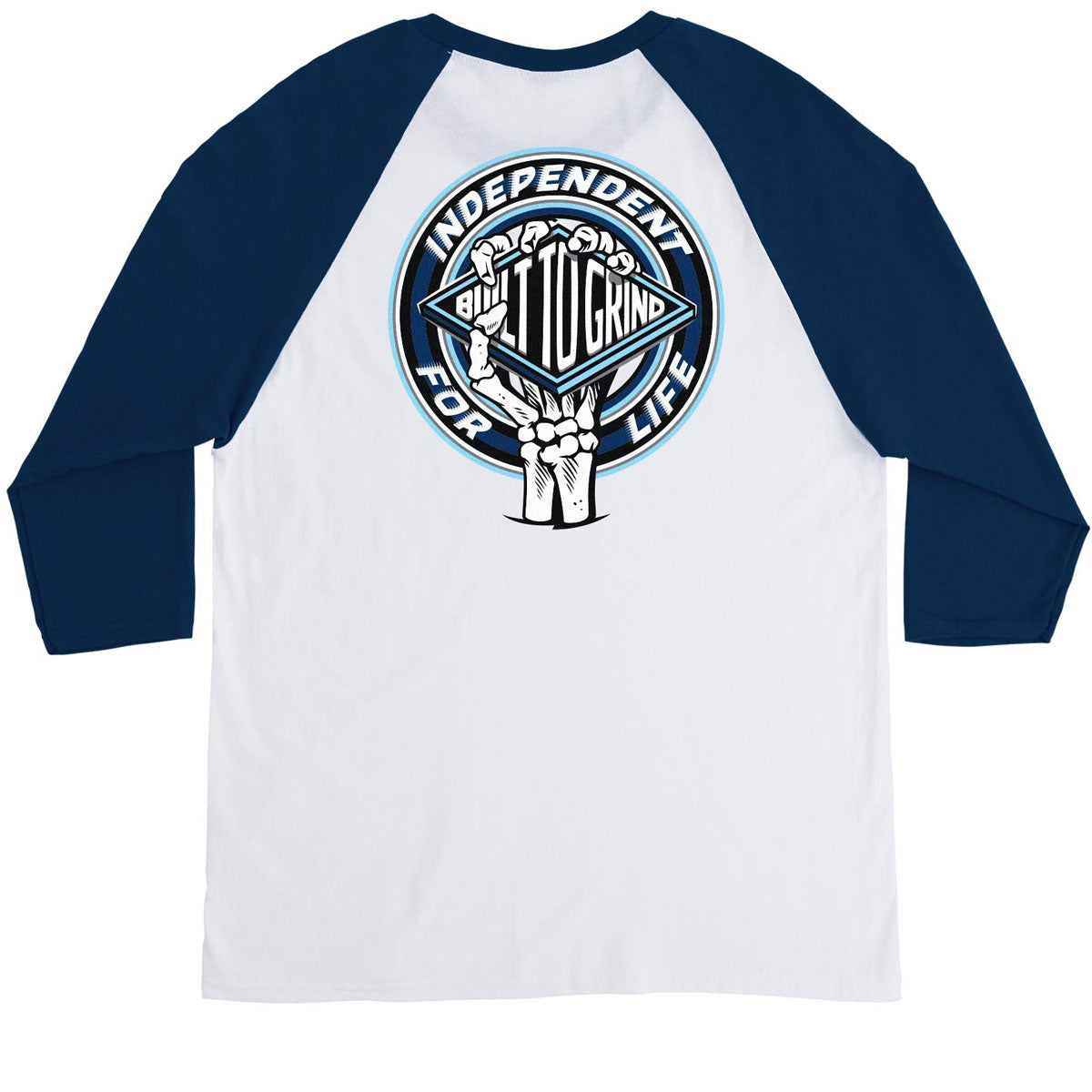 Independent For Life Clutch 3/4 Sleeve T-Shirt - White/Navy image 1