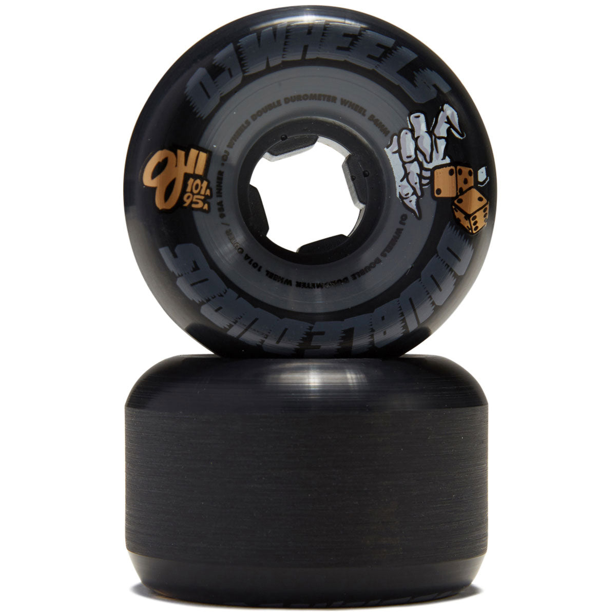 OJ Double Duro 101a/95a Skateboard Wheels - Black/Grey - 54mm image 2