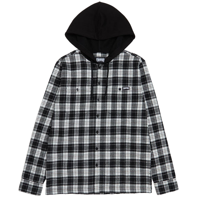 Creature Bat Relic Long Sleeve Flannel Shirt - White/Black