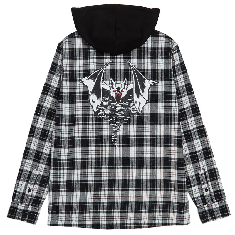 Creature Bat Relic Long Sleeve Flannel Shirt - White/Black
