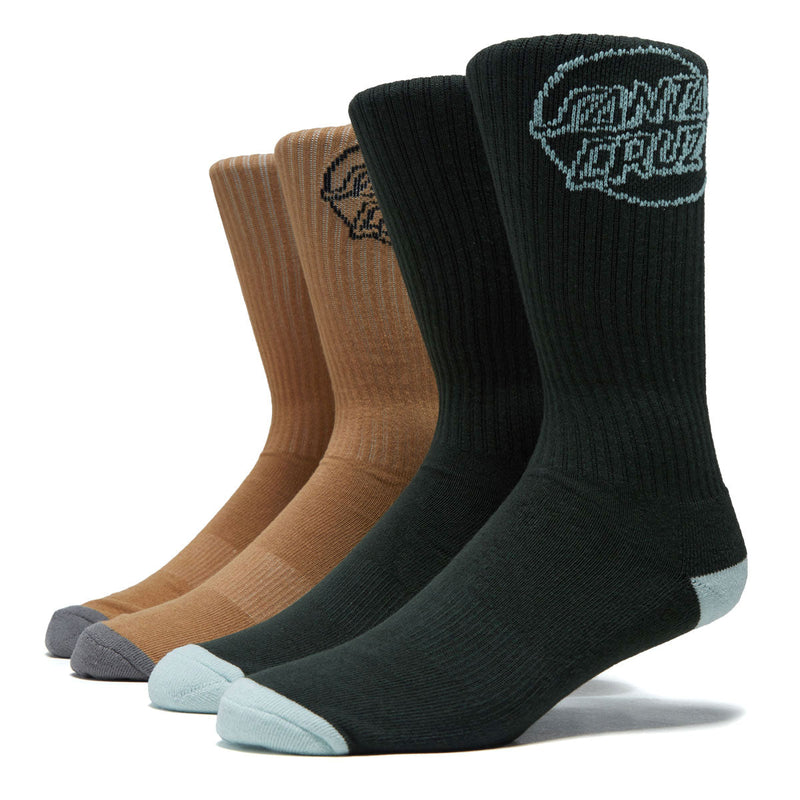Santa Cruz Opus Strip Crew 2 Pack Of Socks - Forest/Saddle
