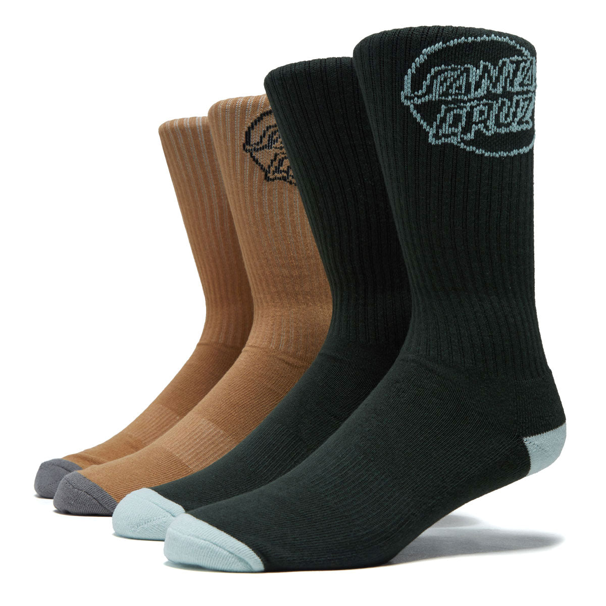 Santa Cruz Opus Strip Crew 2 Pack Of Socks - Forest/Saddle image 1