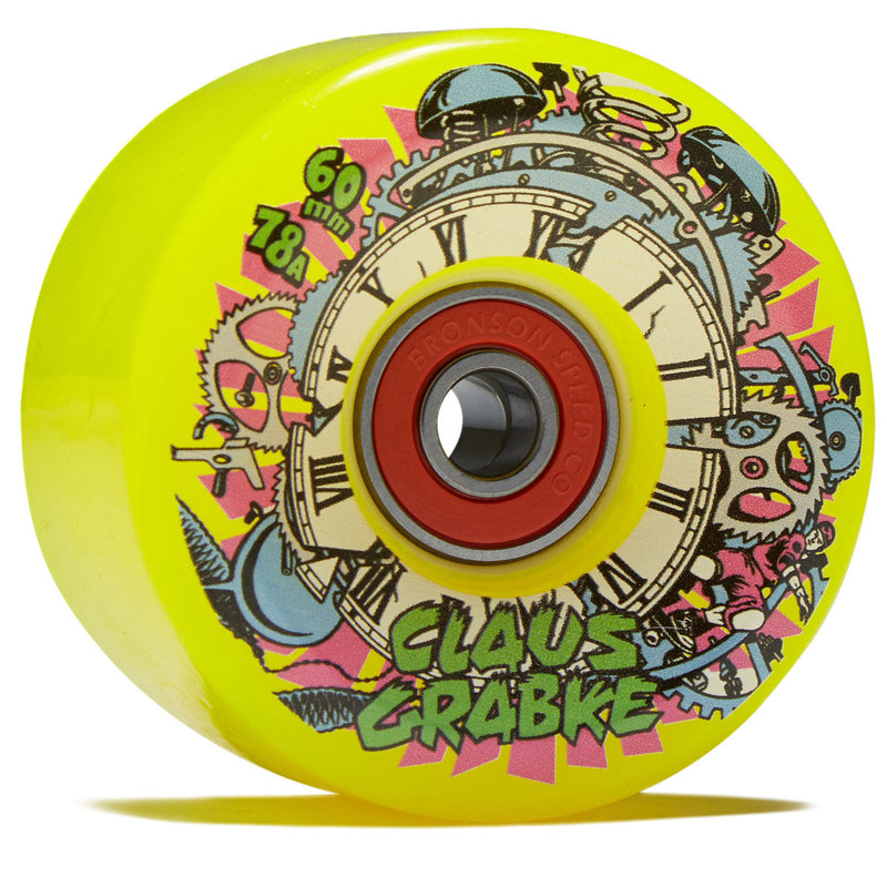 Slime Balls Claus Grabkelight Light Ups OG Slime 78a Skateboard Wheels - Neon Yellow - 60mm