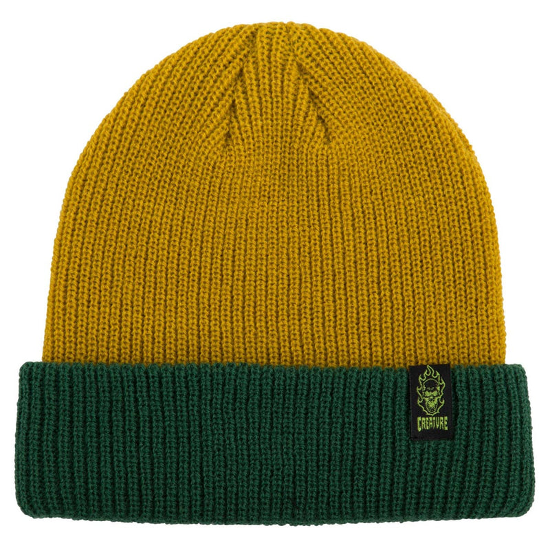 Creature Bonehead Label Long Shoreman Beanie - Gold/Green