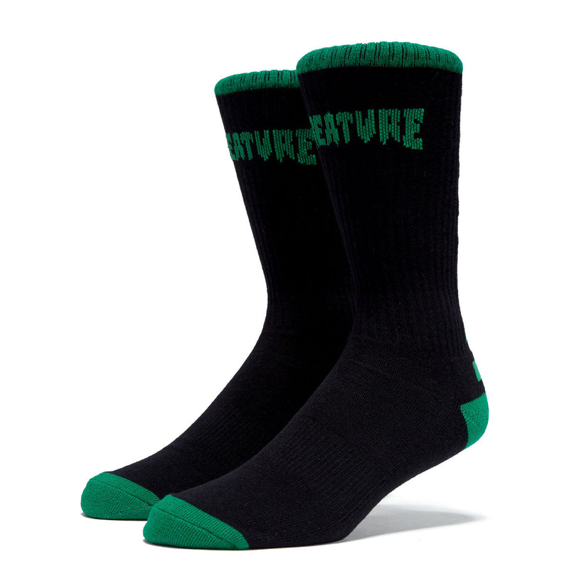 Creature Crash And Burn Mid Crew Socks - Black