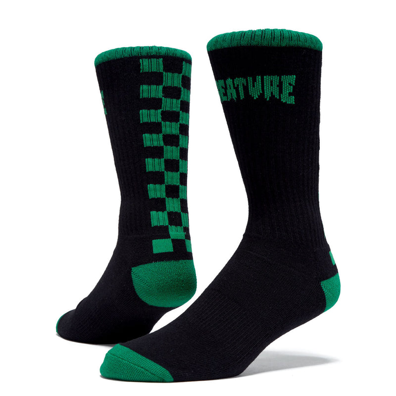 Creature Crash And Burn Mid Crew Socks - Black