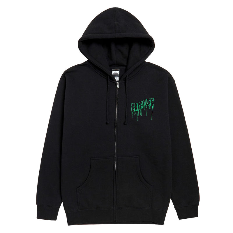 Creature Logo Outline Drip Zip Hoodie - Black