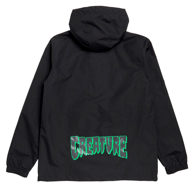 Creature Patent Hooded Windbreaker Jacket - Black