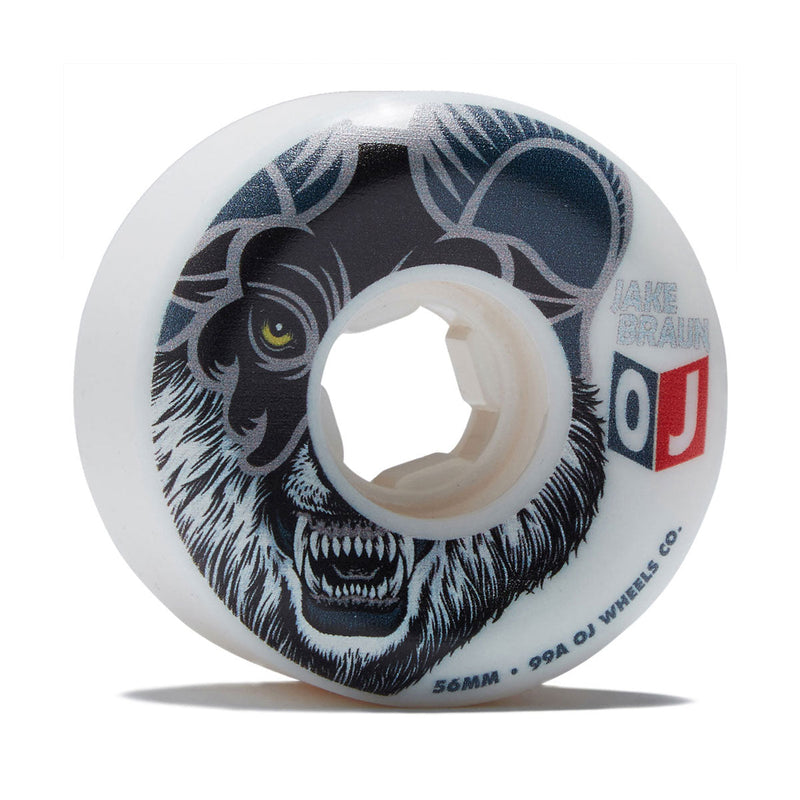 OJ Jake Braun Wolf Elite Hardline 99a Skateboard Wheels - White - 56mm