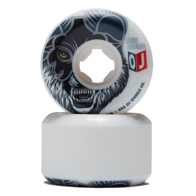 OJ Jake Braun Wolf Elite Hardline 99a Skateboard Wheels - White - 56mm