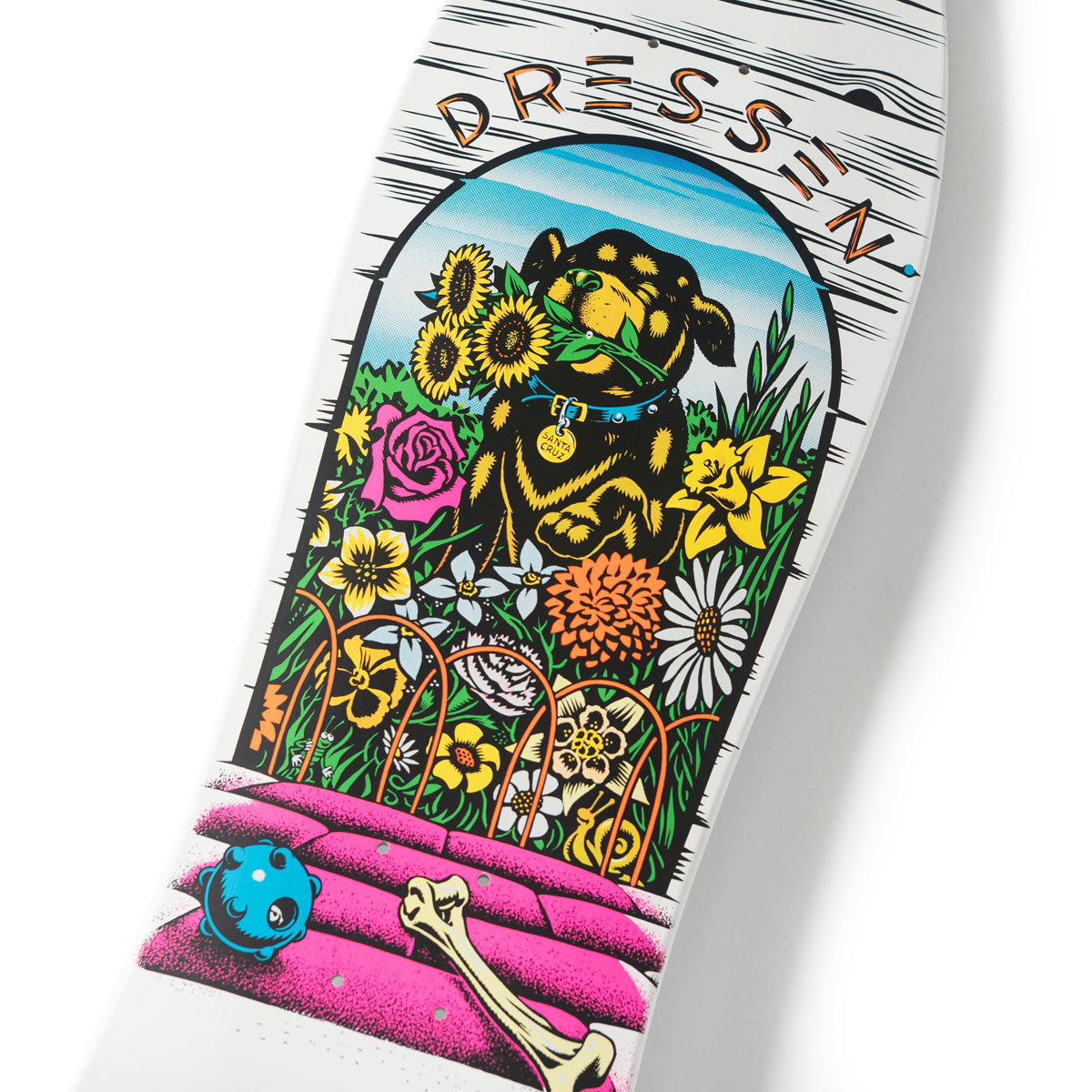 Santa Cruz Dressen Pup Reissue Skateboard Deck - White - 9.50" – Daddies Board S