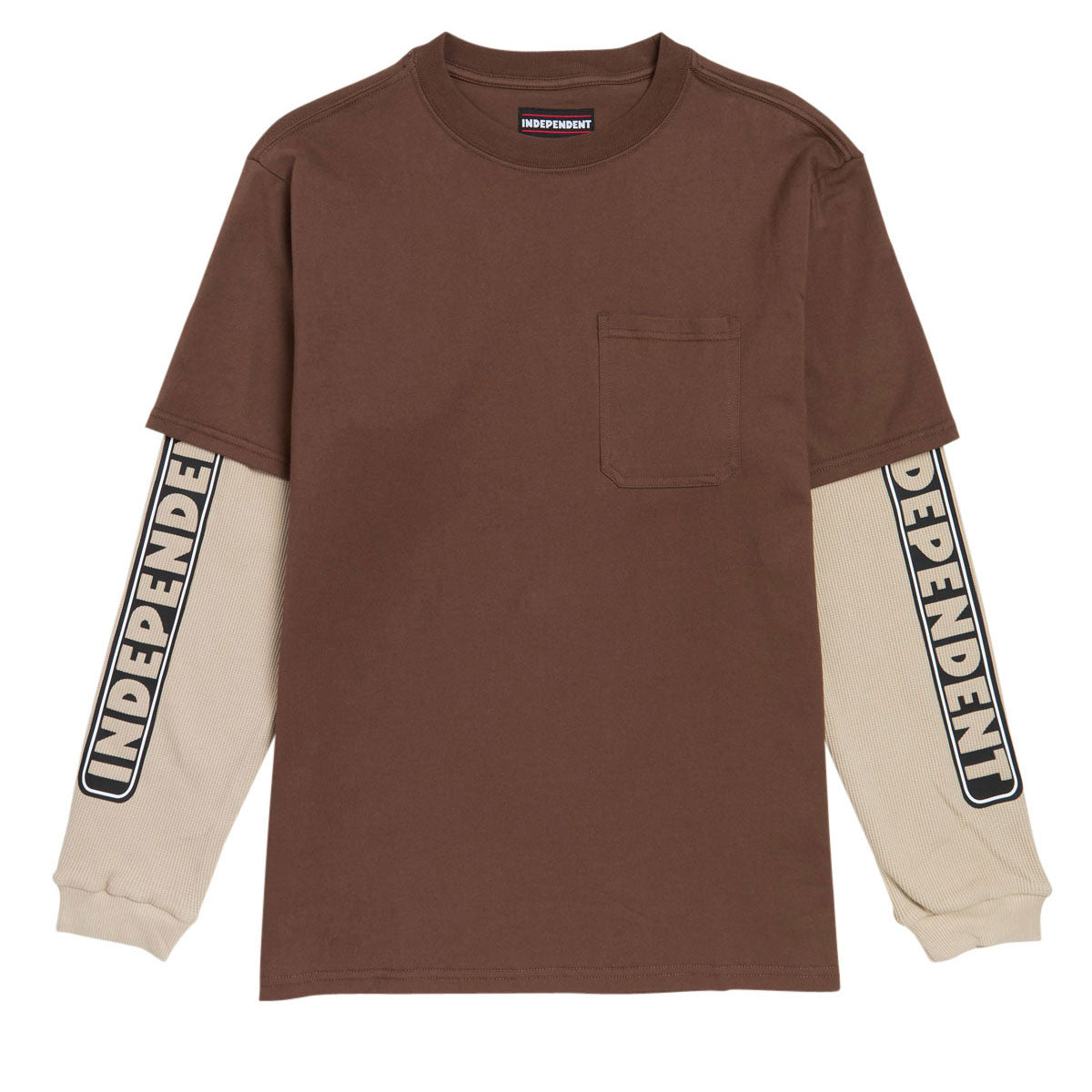 Independent Bar Logo Thermal 2Fer Long Sleeve Shirt - Chocolate/Sand image 1