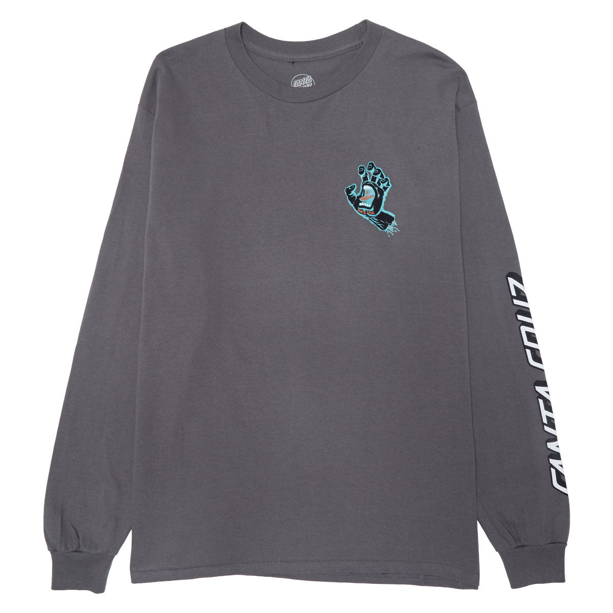Santa Cruz Screaming Hand Long Sleeve T-Shirt - Charcoal/True Glow image 2