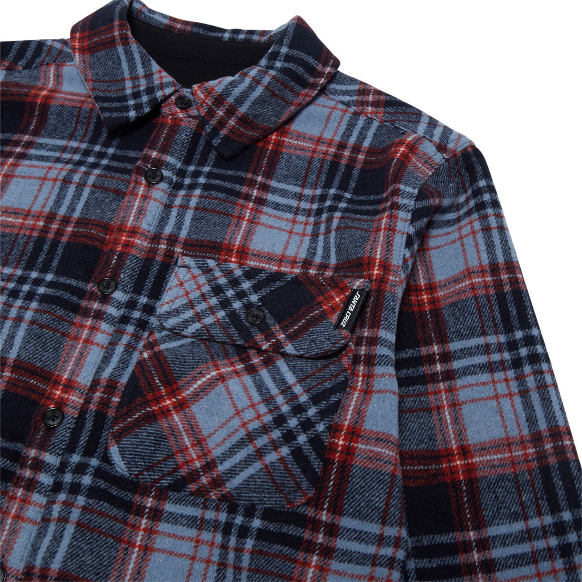 Santa Cruz Classic Long Sleeve Flannel Shirt - Blue Plaid image 3