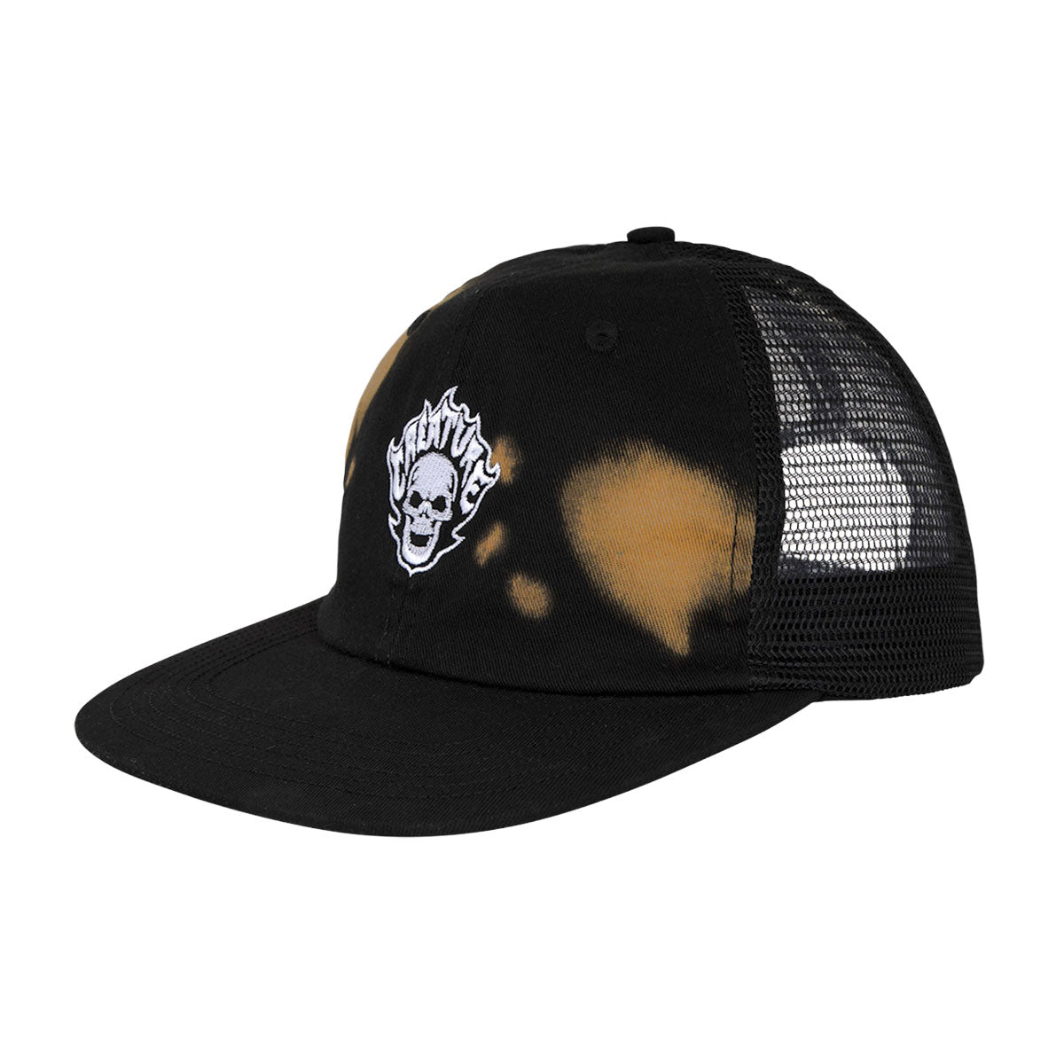 Creature Bonehead Flame Wash Mesh Trucker Hat - Greasy Black image 1