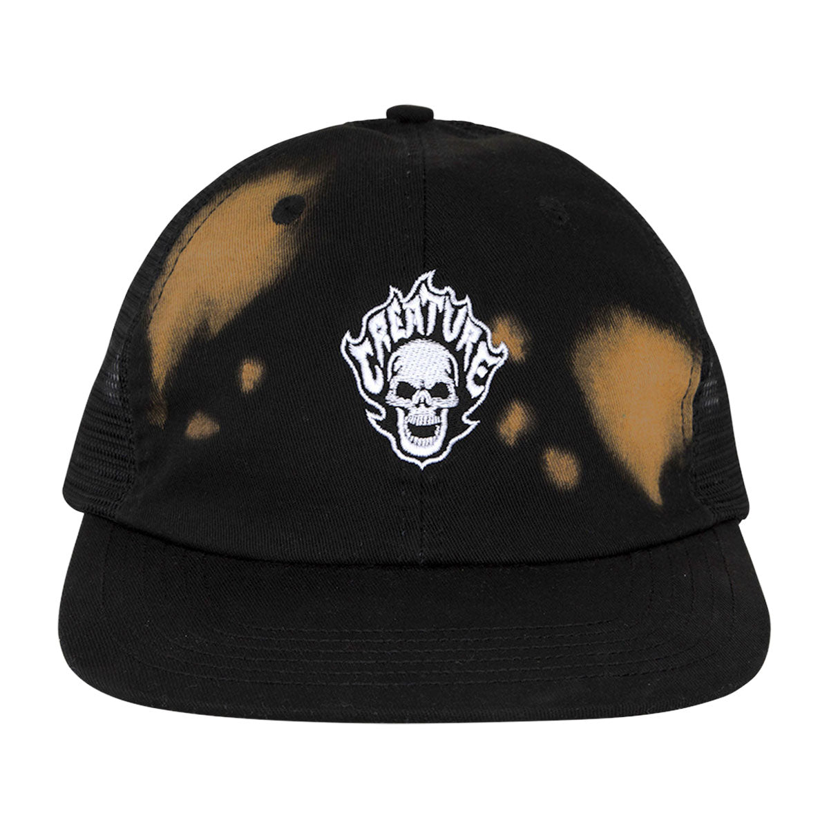 Creature Bonehead Flame Wash Mesh Trucker Hat - Greasy Black image 3