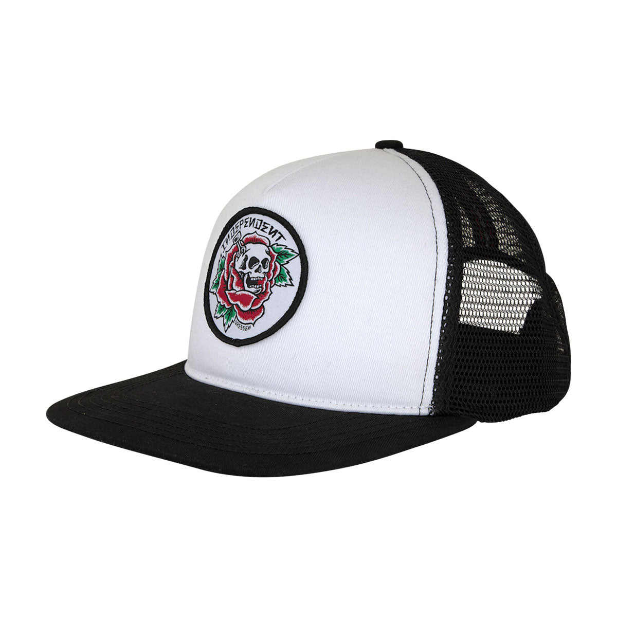 Independent Dressen Skull Rose Snapback Hat - White/Black image 1