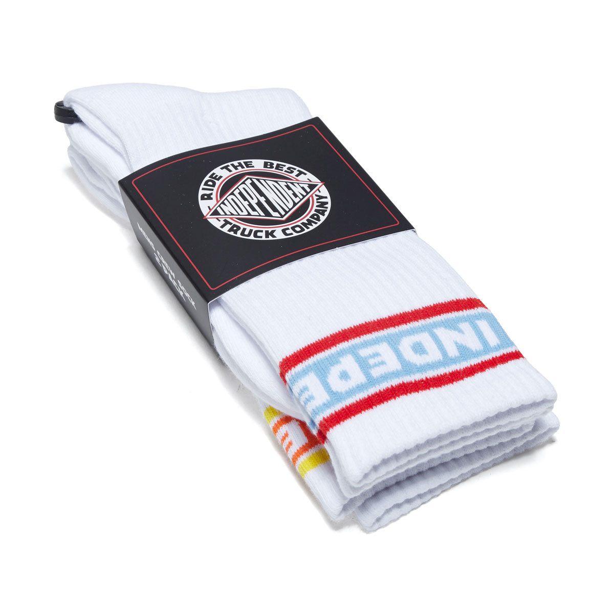Independent Bar Logo Crew 2 Pack Of Socks - White Multi image 2